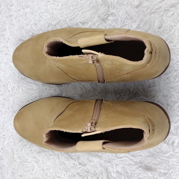 Vionic Roselyn Tan Suede Leather Weather Resistant Side Zip Low Heel Ankle Boot - Picture 6 of 16